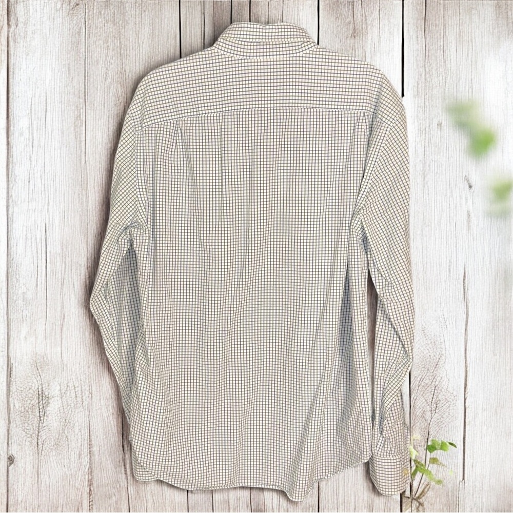 Vtg J. Crew Shirt Mens 100% Cotton White Plaid Button Down Woven ~ Size L - Picture 4 of 4